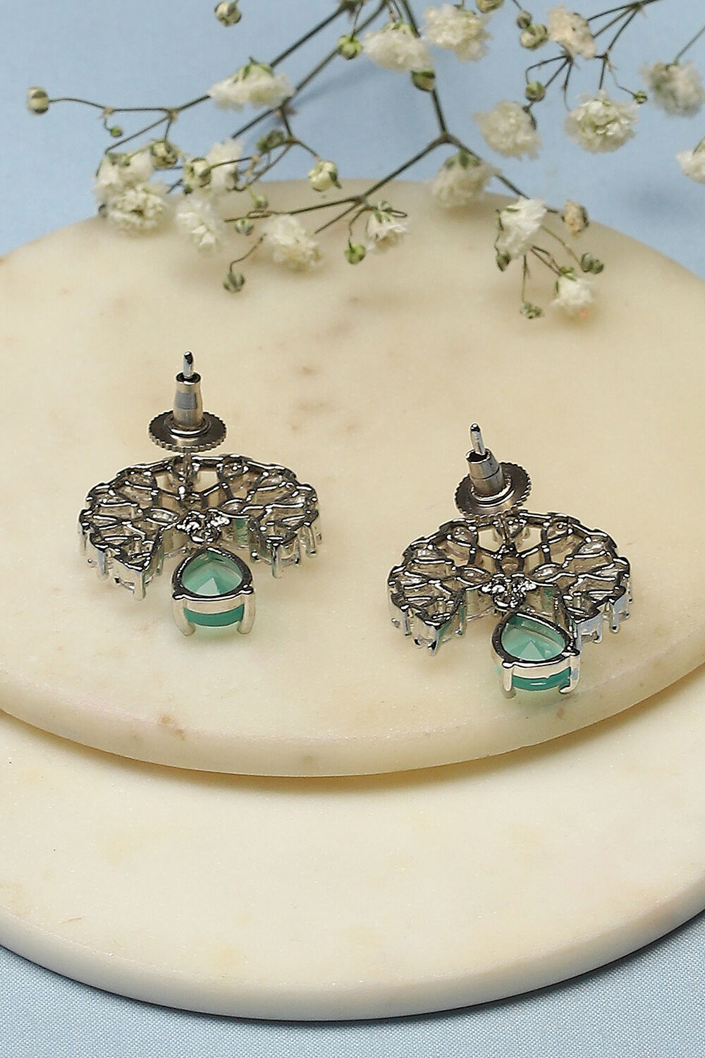 Mint Green Brass Earrings image number 2
