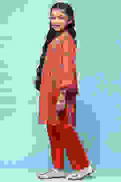 Red Polyester Flared Printed 2 Piece Set image number 3