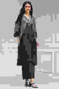 Black Printed Straight Kurta Set image number 0