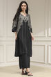 Black Printed Straight Kurta Set image number 0