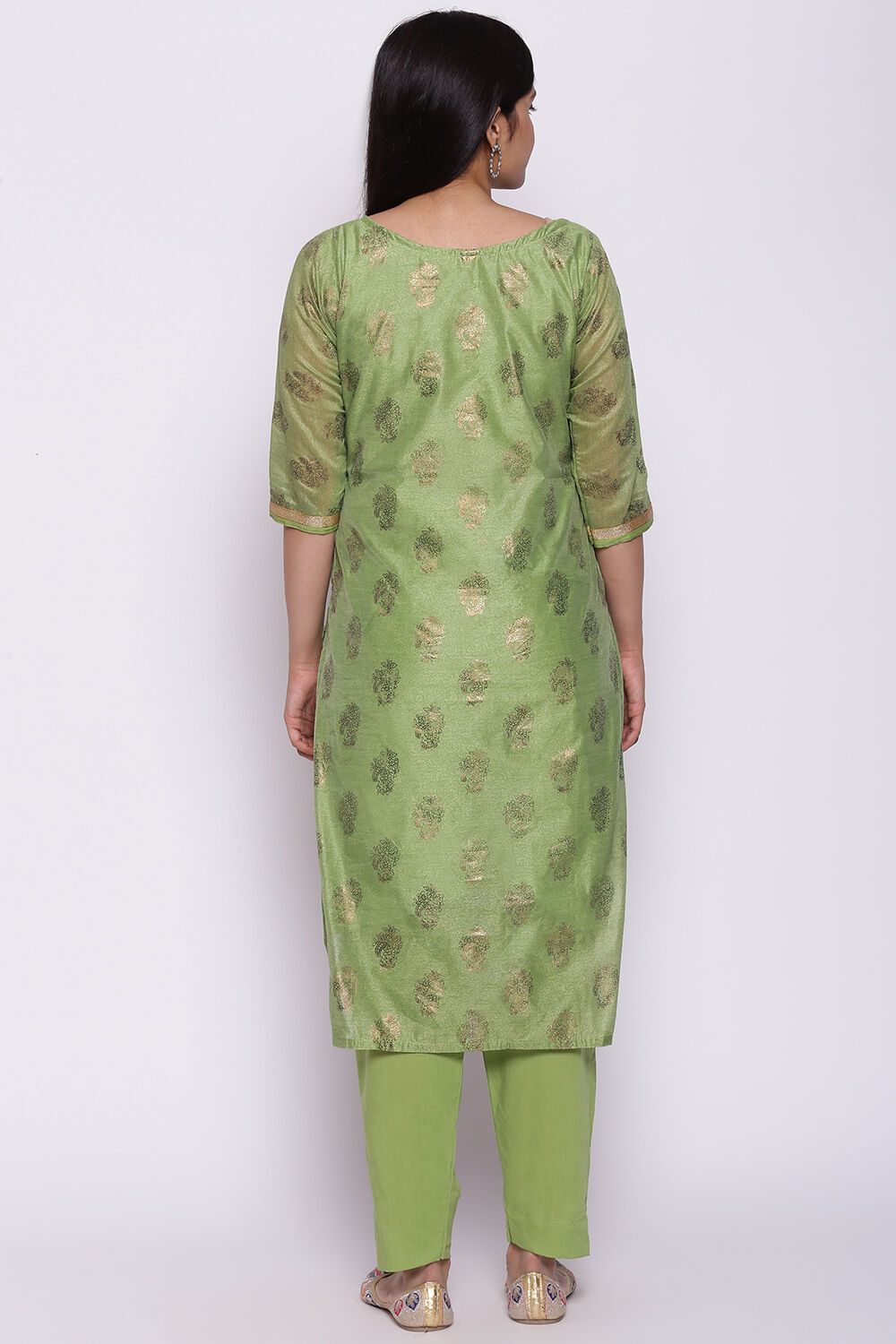 Off White Silk Unstitched Suit Set image number 6