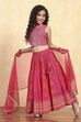 Pink Cotton Printed Fitted Lehenga Set image number 0