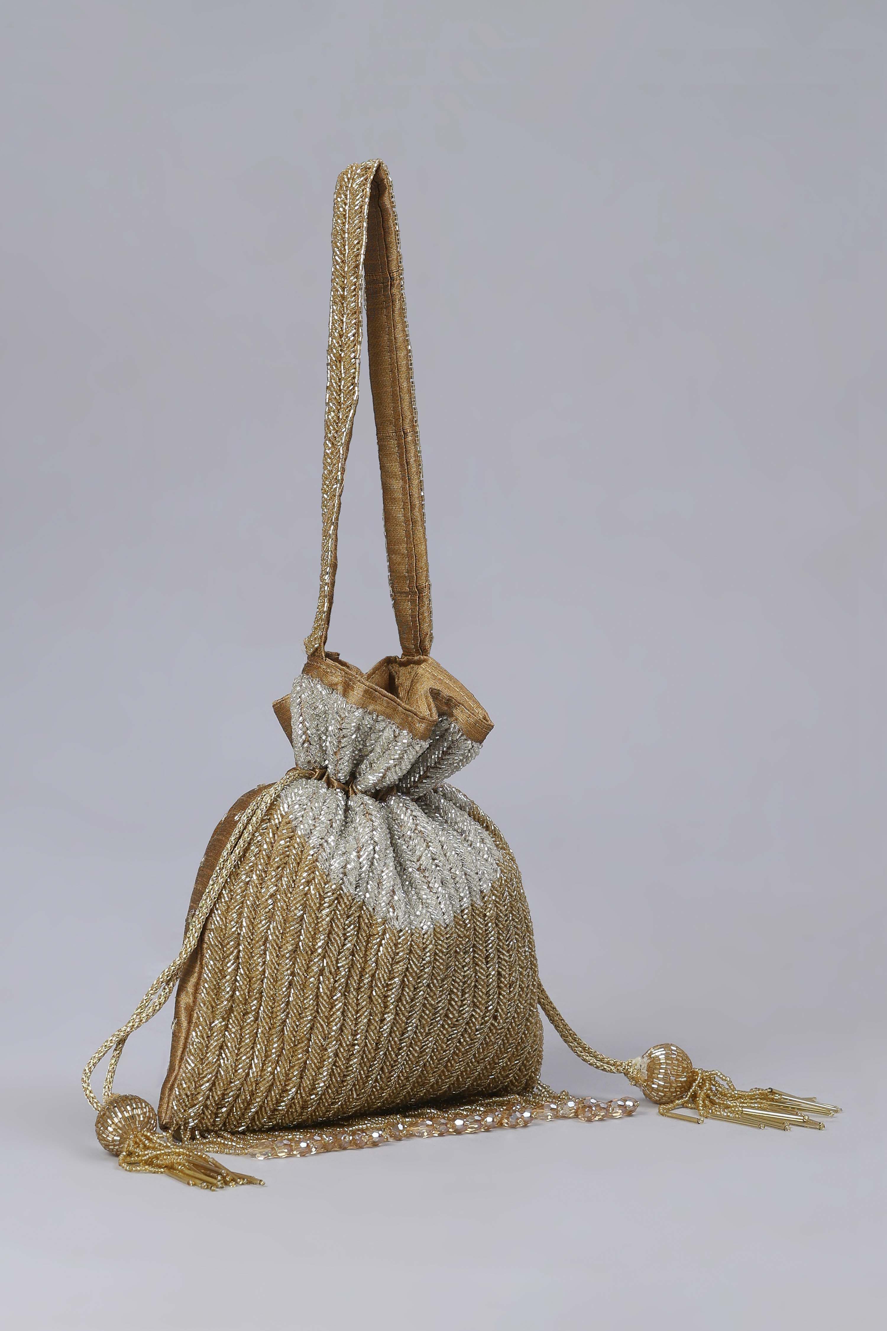 Gold Fabric Potli Bag image number 3