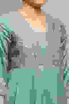 Blue Silk Chanderi Anarkali Suit Set image number 1