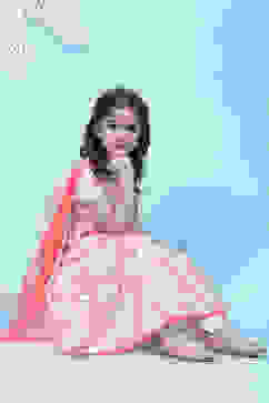 White And Pink Cotton Flared Kurta Churidar Suit Set image number 7