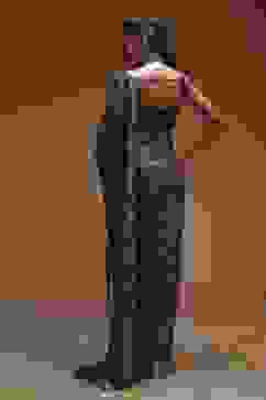 Navy Blue Georgette Digital Printed Sequence Pre-Draped Saree image number 3