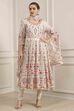 Off-White Cotton Printed Anarkali Suit Set image number 6