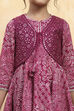 Purple Cotton Printed Anarkali Suit Set image number 1