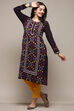 Pink & Purple Poly Cotton Straight Yarndyed Kurta