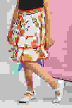 Cream-Colored Floral Tiered Skirt image number 2