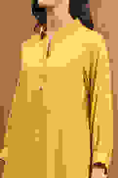 Mustard Yellow Solid Asymmetric Short Kurta image number 1