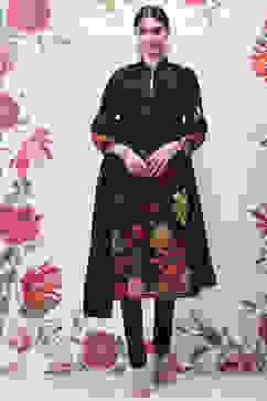 Rohit Bal Black Cotton Silk Straight Printed Suit Set image number 6