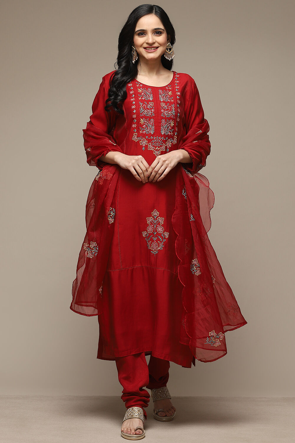 Mustard Art Silk Unstitched Suit Set image number 7