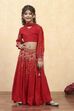 Red Viscose Rayon Printed Kalidar Lehenga Set