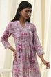 Pink Printed Straight Short Kurta image number 1