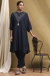 Midnight Blue Solid Festive Straight Kurta Set image number 0