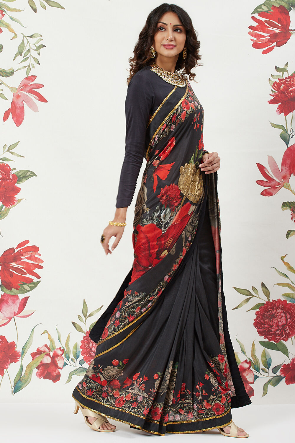 Rohit Bal Off White Cotton Silk Printed Saree image number 5