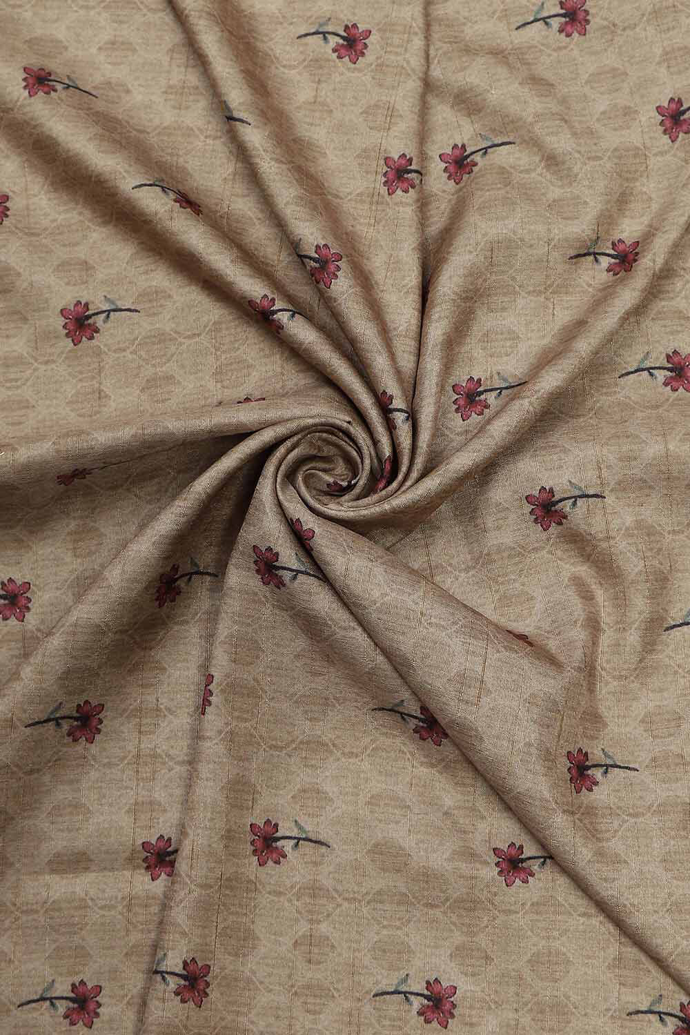 Peach Silk Tussar Handloom Unstitched Suit Set image number 2
