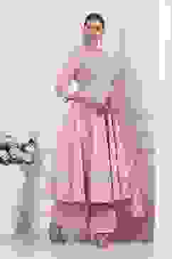 Rose Pink Cotton Silk Anarkali Suit Set image number 0