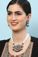 Pink Green Brass Necklace Set image number 2