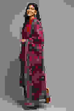 Red & Indigo Rayon Straight Kurta Palazzo Suit Set image number 5