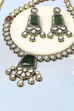 Green Pink Stone Necklace Set image number 4