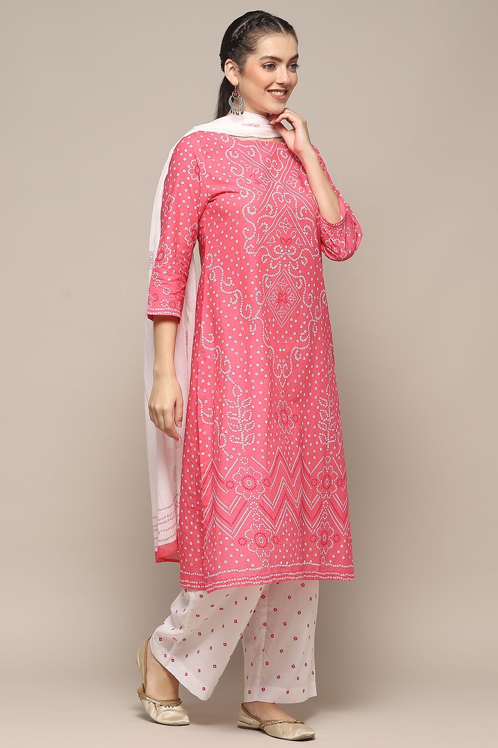 Pink Voile Straight Kurta Palazzo Suit Set image number 6