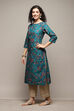 Fuchsia Cotton Straight Printed Kurta image number 2