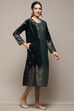 Maroon Poly Velvet Printed Straight Kurta image number 4