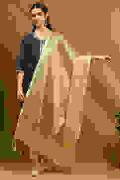 Gold-Toned Poly Silk Yarn-Dyed Festive Dupatta image number 4