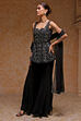 Black Heavy Beaded Embroidered Peplum Suit Set image number 2