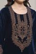 Teal Velvet Straight Winter Kurta Set image number 1