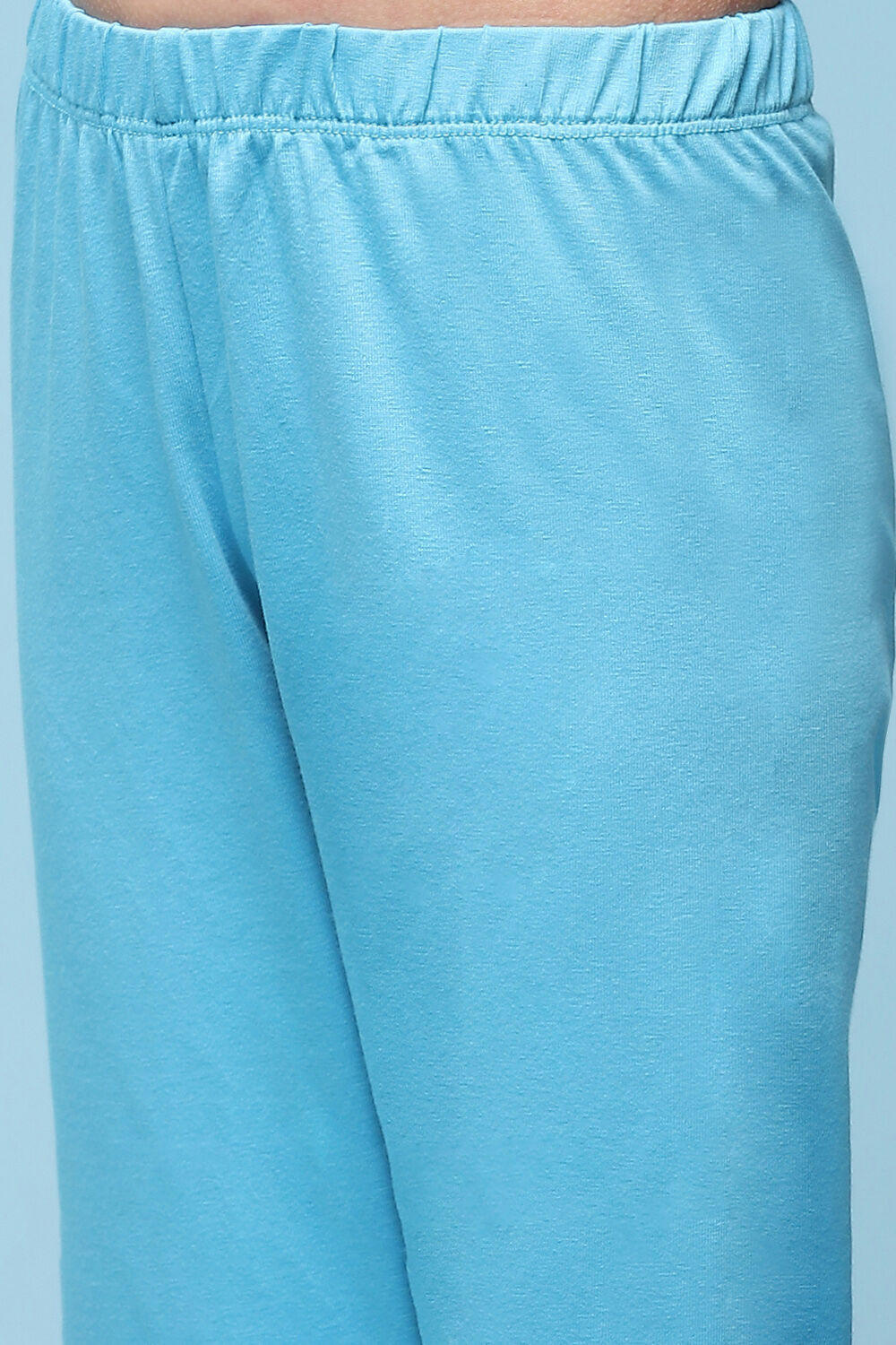 Blue Cotton Straight Solid Kurta Set image number 2