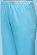 Blue Cotton Straight Solid Kurta Set image number 2