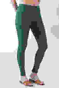 Green Cotton Lycra Solid Fitted Leggings image number 3