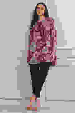 Berry Polyester Straight Kurta Pants Set image number 0