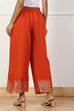 Blue Jacquard Solid Straight Palazzo Pants image number 5