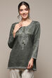 Green Cotton Blend Printed Straight Kurti image number 5