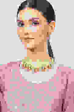 Mint Green Pink Alloy Necklace Set image number 3