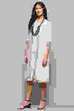 Ecru Brown Cotton Blend Straight Kurta image number 2