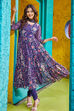 Indigo Polyester Anarkali Suit Set