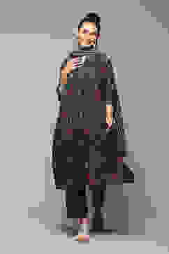 Green Poly Cotton Layered Kurta Narrow Palazzo Suit Set image number 8