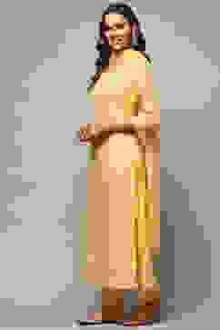 Yellow Organza Unstitched Suit set image number 5