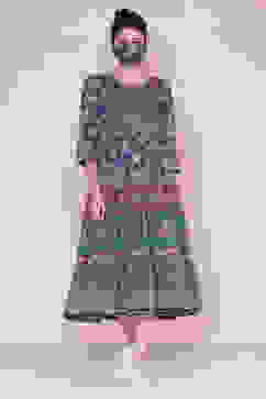 Navy Cotton Tiered Dress image number 4