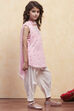 Pink and White Cotton Printed Straight Suit Set image number 5
