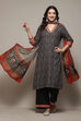 Charcoal LIVA Straight Kurta Palazzo Suit Set