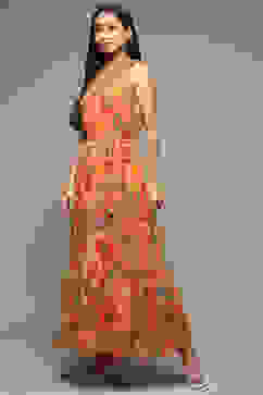 Multi-coloured Cotton Blend Tiered Dress image number 0