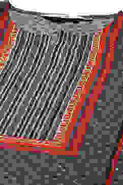 Indigo & Red Rayon Straight Kurta Pants Suit Set image number 1