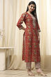 Red Cotton Screen Print Unstitched Suit Set image number 6