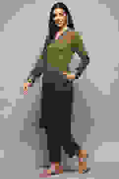 Teal Green Polyester Straight Yarndyed 2 Piece Set image number 3